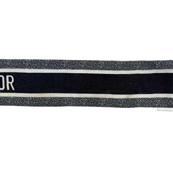 Christian Dior Ribbon Mitzah Scarf Muffler ec-25236 Navy Black Multicolor 700...